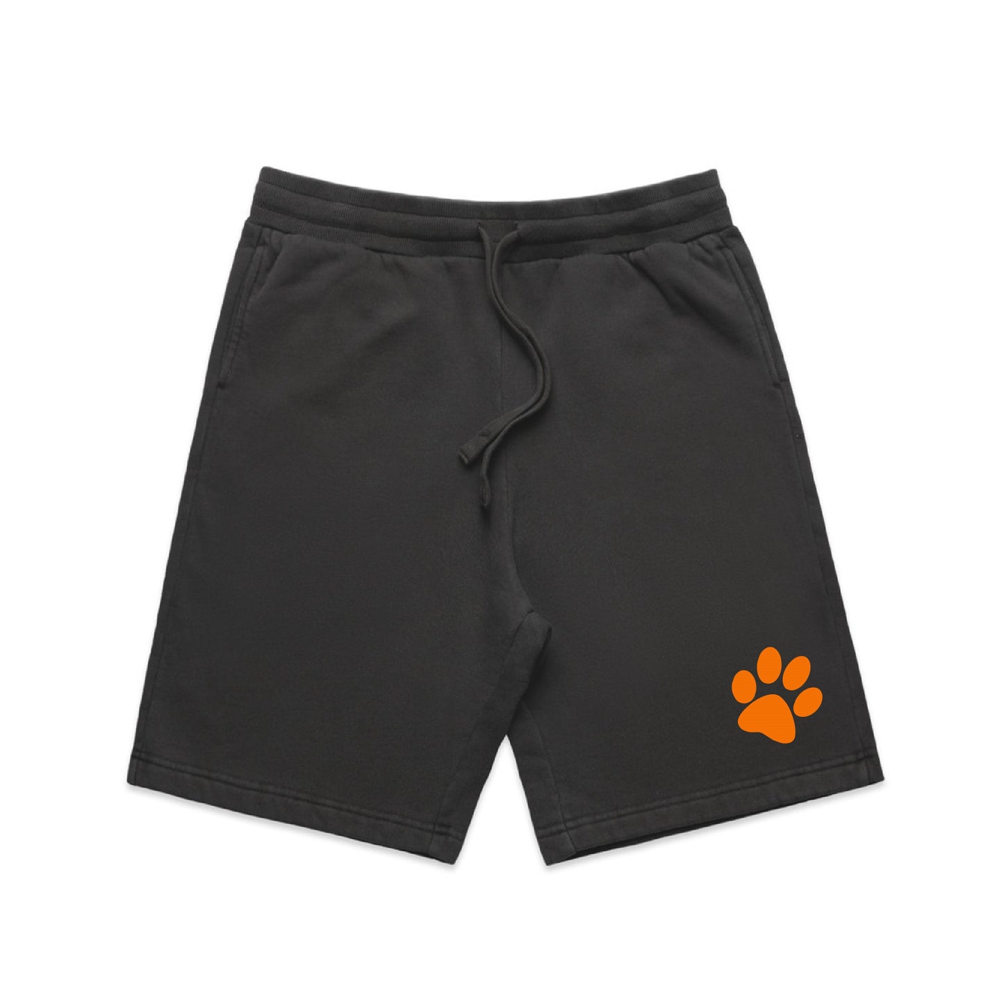 Paw Sweat Shorts 19" - Faded Black & Orange