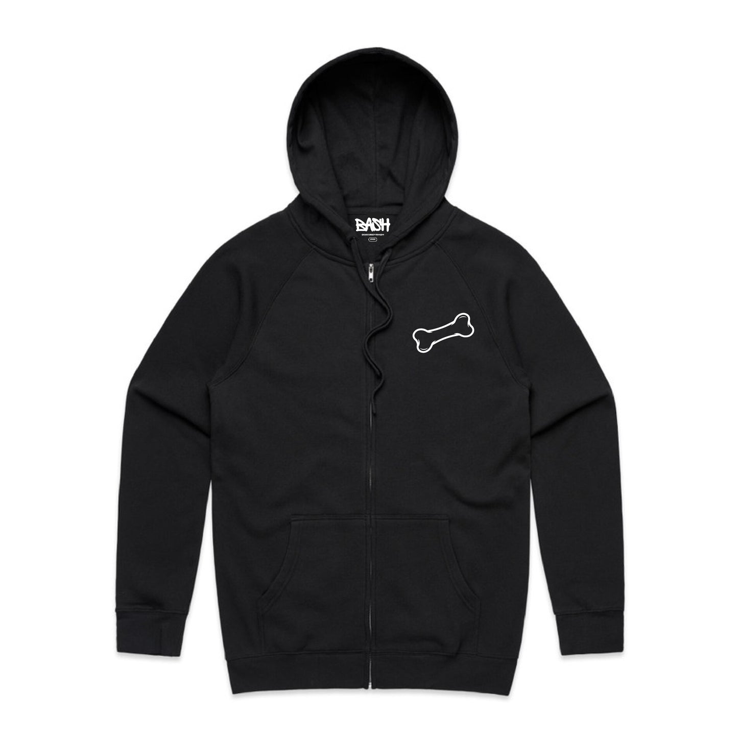 Triple Bone Zip Hoodie - Black