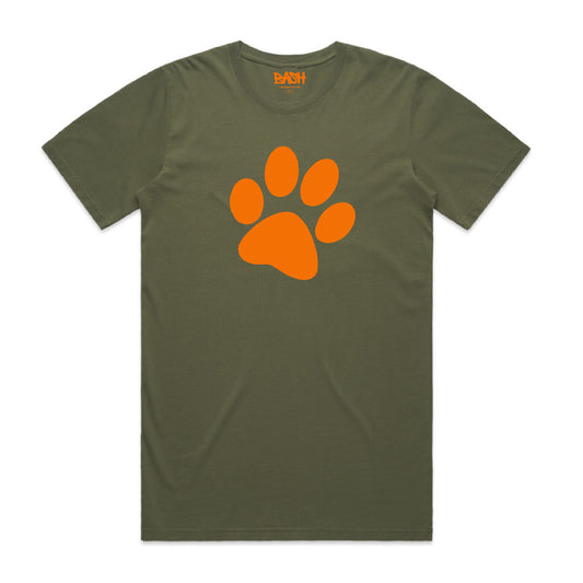 Paw Tee - Faded Green & Orange