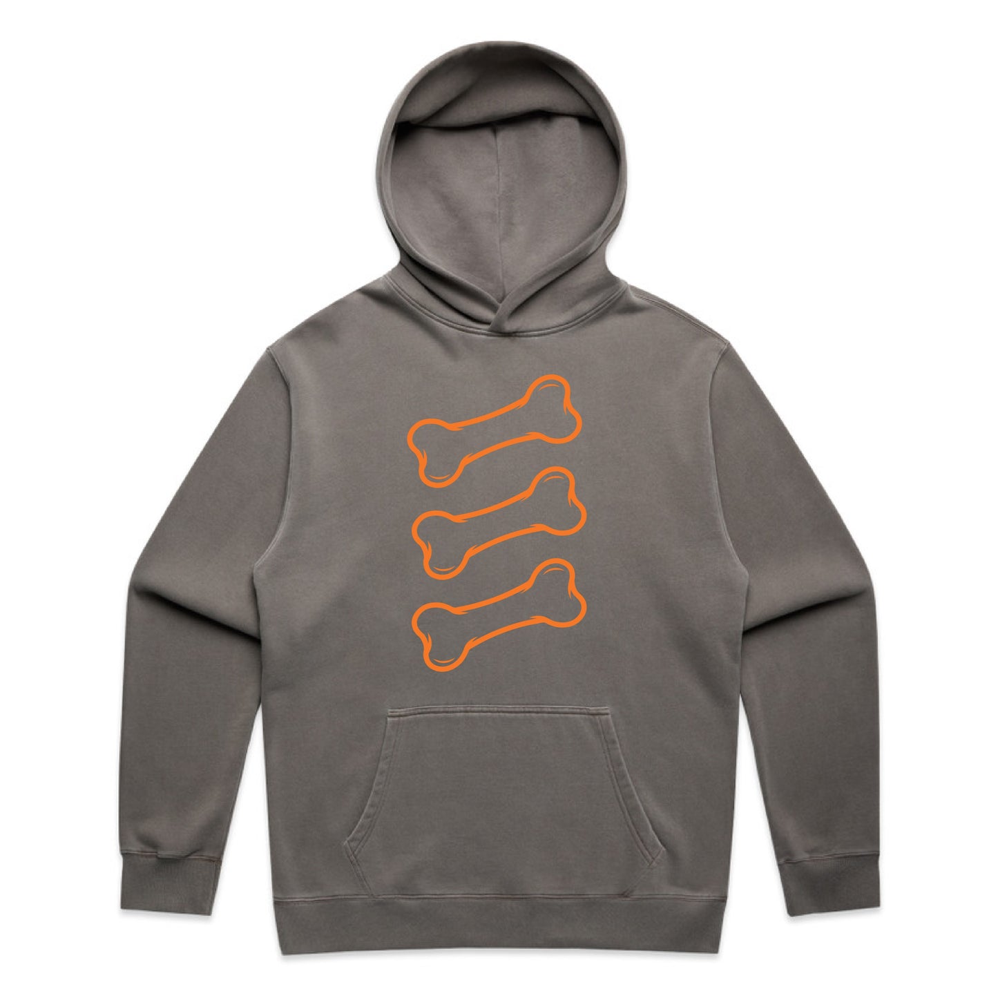 Triple Bone Relaxed Hoodie - Faded Grey & Orange