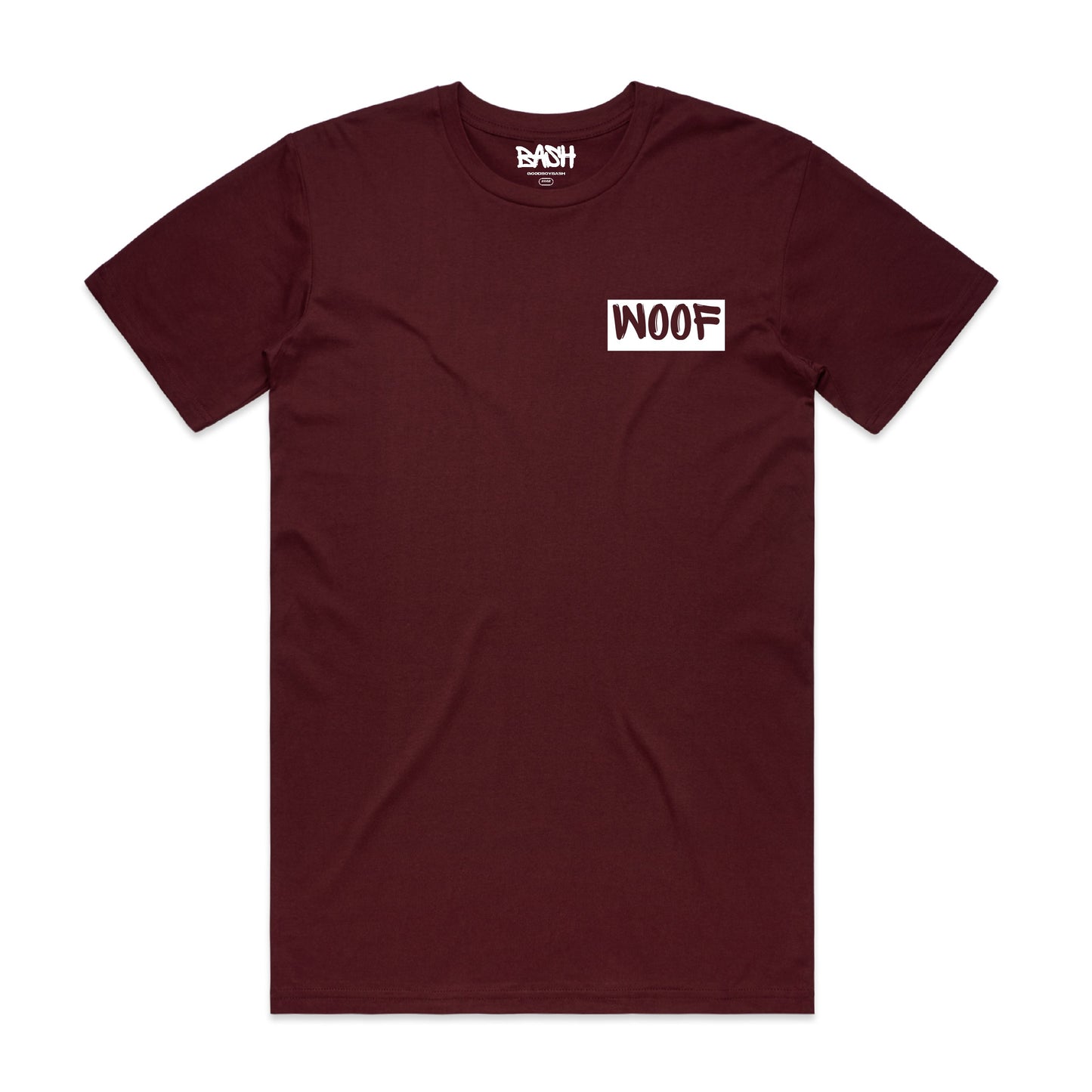 Woof Tee - Burgundy & White