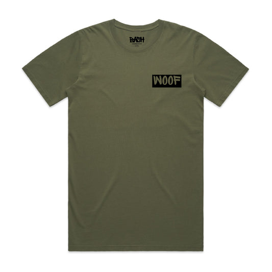 Woof Tee - Faded Green & Black